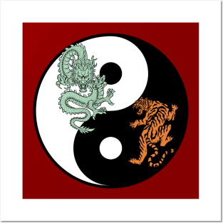 Tiger and Dragon Yin Yang Posters and Art